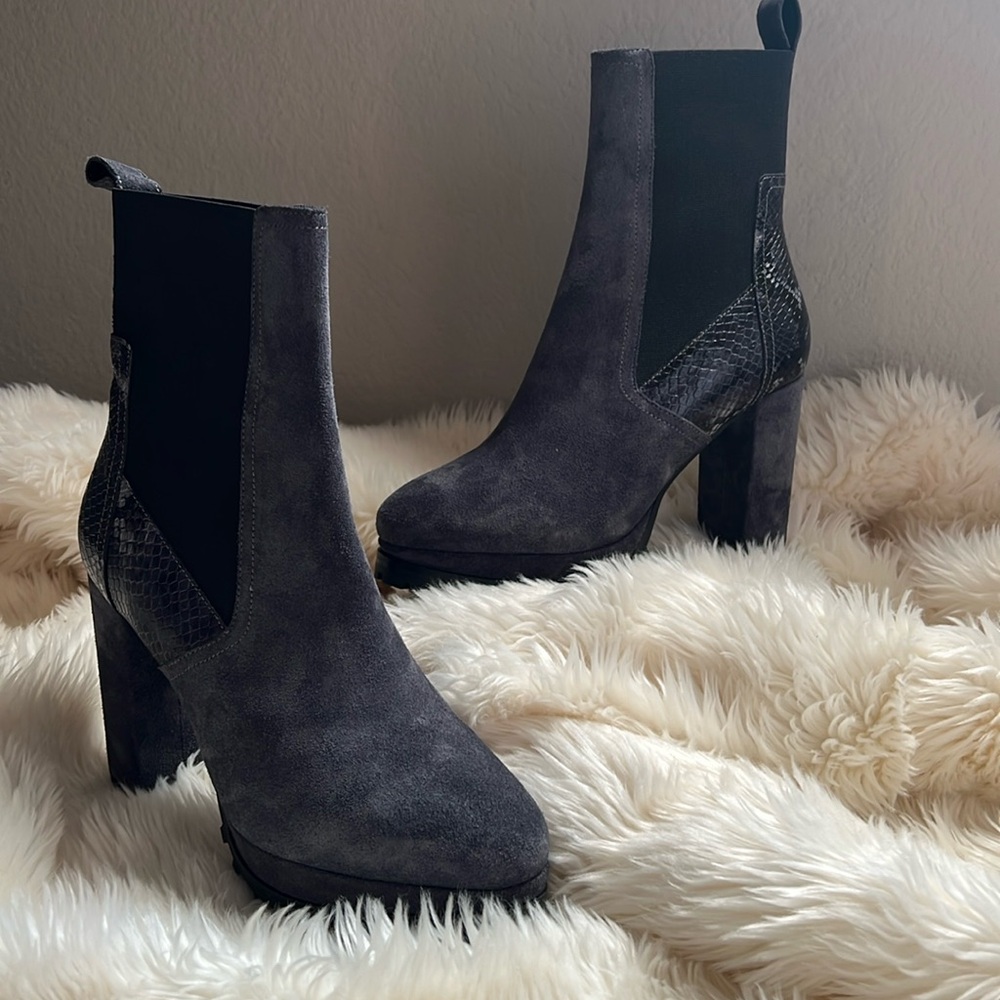 AllSaints Sahara Snakeskin Embossed Suede Bootie size 7 org$379!!!!